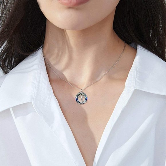 Women Tree of Life Celtic Family Tree Necklace with Circle Crystal Jewelry Gifts - Picture 2 of 7